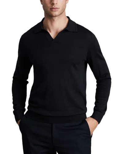 Reiss Milburn Open Collar Wool Sweater In Blue