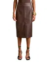 Reiss Miley Leather Midi Skirt In Burgundy
