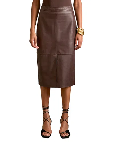 Reiss Miley Leather Midi Skirt In Burgundy