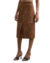 Reiss Womens Tan Brown Miley Split-hem Suede Midi Skirt In Brown
