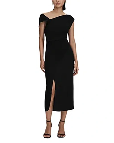 Reiss Miller - Black Asymmetric Bodycon Midi Dress, Us 2