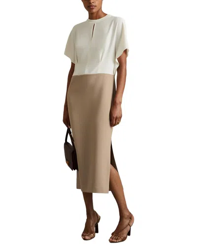 Reiss Miller Colorblock Midi Dress In Nude