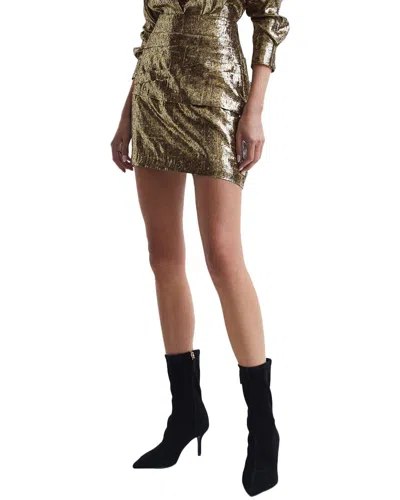 Reiss Miller Metallic Mini Skirt In Gold