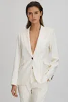 Reiss Millie - Cream Tailored Single Breasted Suit Blazer, Us 4