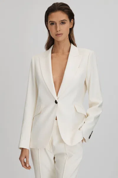 Reiss Millie - Cream Tailored Single Breasted Suit Blazer, Us 4