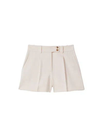 Reiss Millie Front Pleat Tailored Shorts In Cream