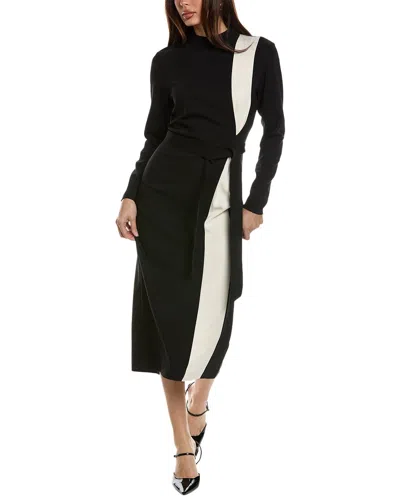 Reiss Black/ivory Knitted Bodycon Mini Dress