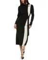 Reiss Millie Contrast-stripe Stretch-woven Midi Dress In Black