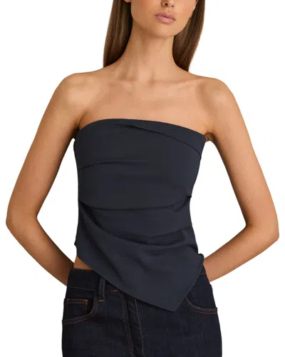 Reiss Millie Ruched Bandeau Top In Blue