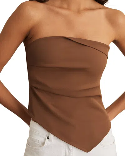 Reiss Millie Ruched Bandeau Top In Brown