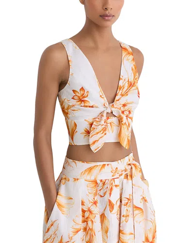 Reiss Milly Floral Print Linen Top In Multi