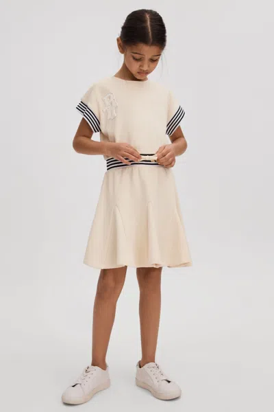 Reiss Kids' Milo - Ivory Junior Cotton Blend Logo Dress, Age 4-5 Years