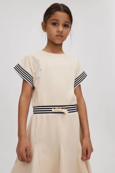 Reiss Kids' Milo - Ivory Senior Cotton Blend Logo Dress, Uk 10-11 Yrs
