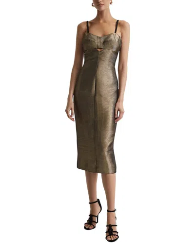 Reiss Gold Metallic Bodycon Midi Dress