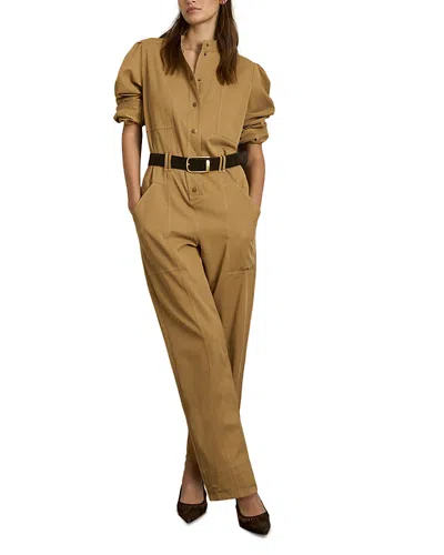 Reiss Mina Seam Detail Jumpsuit In Camel