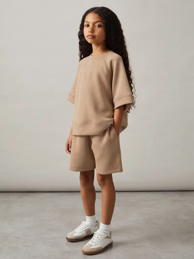 Reiss Mink 3-9 Yrs Modal-blend Sweatshirt And Shorts Set In Brown
