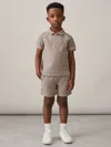 Reiss Mink Brown Cotton Textured Half-zip Polo Shirt