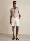 Reiss Mink Brown Linen Button-through Shirt In Brown