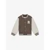 Reiss Mink Brown  Off White Arkan Colour-block Woven Bomber Jacket 3-9