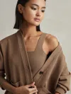 Reiss Mink Harper Chunky Knitted Cardigan In Brown