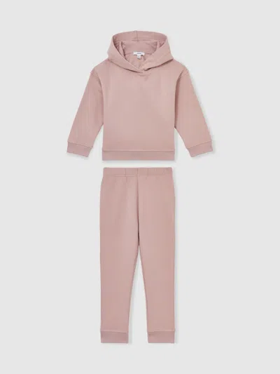 Reiss Kids' Mink Cotton Blend Hoodie And Joggers Set