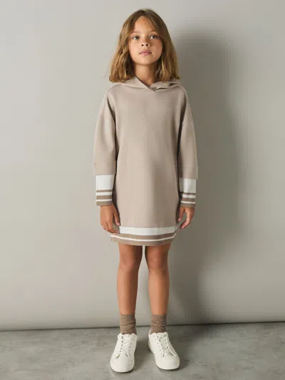 Reiss Mink Leandra 9-13 Yrs Hooded Jersey Hoodie Dress In White