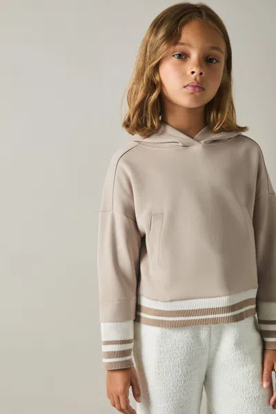 Reiss Mink Junior Cropped Jersey Hoodie