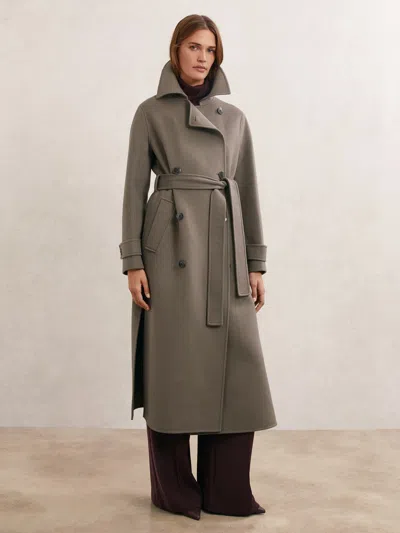 Reiss Mink Luna Petite Wool-blend Belted Blindseam Coat In Gray