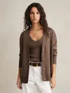 Reiss Mink Lyocell Blend V-neck Cardigan In Brown