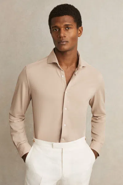 Reiss Mink Modal Blend Cutaway Collar Shirt