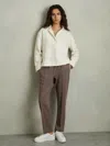 Reiss Mink Neutral Elasticated-waistband Tapered Trousers