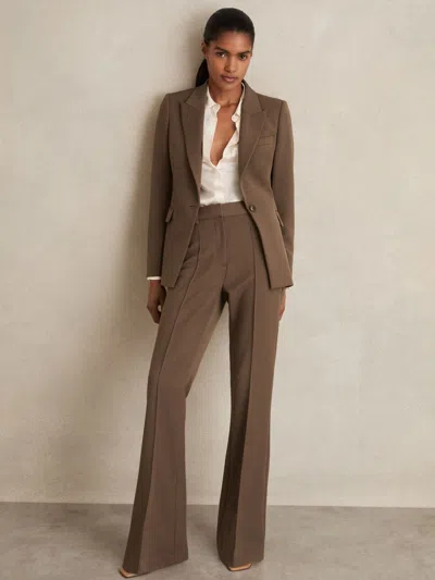 Reiss Mink Neutral Gabi Petite Flared Suit Trousers In Brown