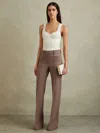 Reiss Mink Neutral High Rise Flared Trousers