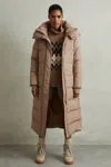 Reiss Mink Neutral Longline Hooded Puffer Coat