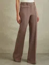 Reiss Mink Neutral Petite High Rise Flared Trousers