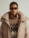 Reiss Mink Neutral Petite Longline Hooded Puffer Coat