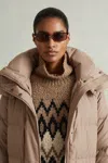 Reiss Mink Neutral Petite Longline Hooded Puffer Coat