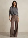 Reiss Mink Neutral Petite Palazzo Tailored Trousers In Brown