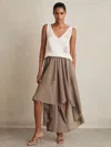 Reiss Mink Neutral Petite Sheer-overlay High-low Shorts In Brown