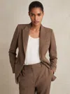 Reiss Mink Neutral Petite Tailored Single Breasted Suit Blazer