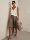Reiss Mink Neutral Sheer-overlay High-low Shorts In Brown