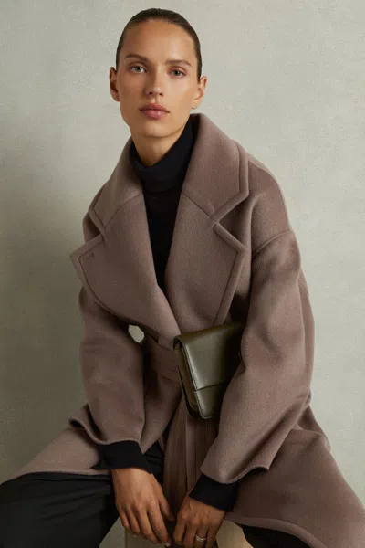 Reiss Mink Neutral Wool-blend Blindseam Coat In Mink Neutral
