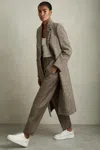 Reiss Mink Neutral Riley Wool-blend Drawstring-waist Tapered Trousers In Mink Neutral