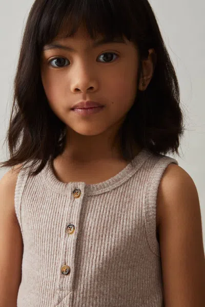 Reiss Kids' Mink Rib-knit Button-placket Vest