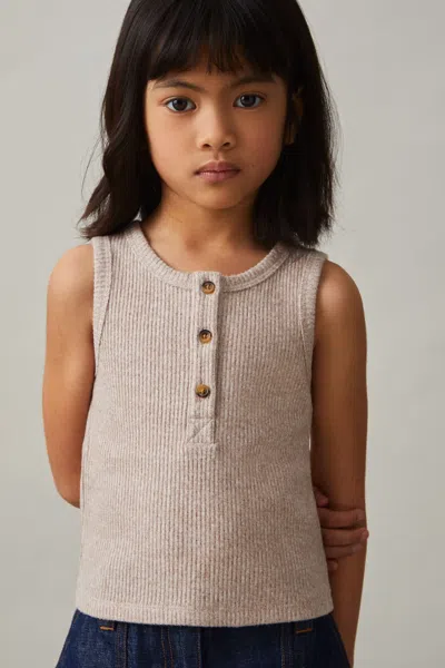 Reiss Mink Rib-knit Button-placket Vest