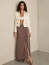 Reiss Mink Ruched Midi Skirt