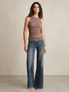 Reiss Mink Ruched-side Jersey Top In Brown