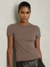 Reiss Womens Mink Jolie Slim-fit Cotton-jersey T-shirt