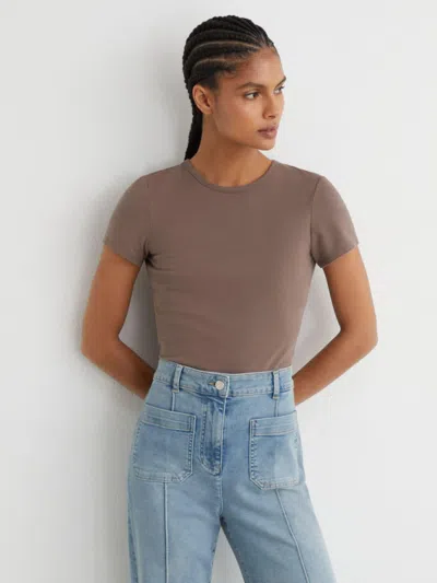 Reiss Mink Stretch-cotton Crew-neck T-shirt