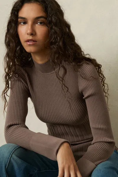 Reiss Mink Vienne Rib-knit High-neck Top